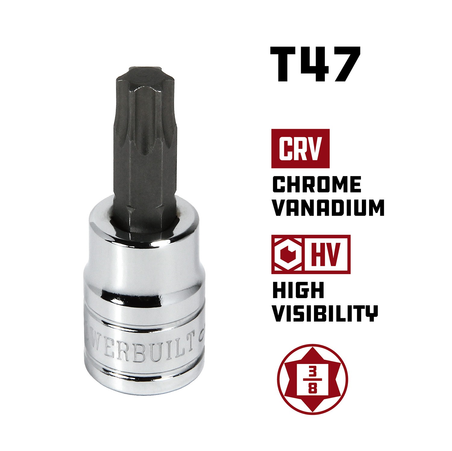 Powerbuilt 3/8 Inch Drive T-47 Torx Bit Socket - 641408 gallery
