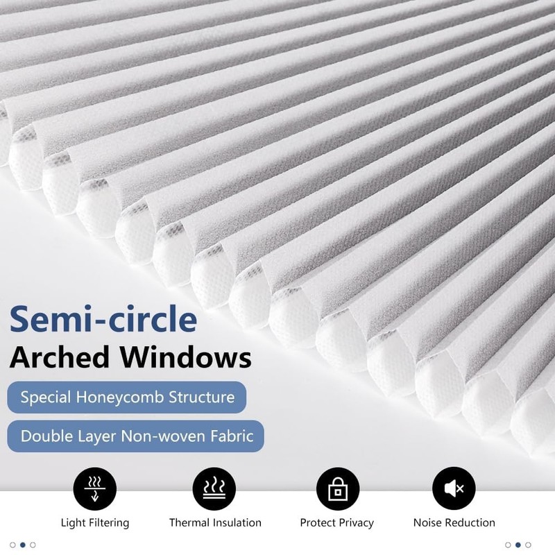 Arch Window Shades Light Filtering Half Circle Cellular Shades, Pleated Blind... gallery