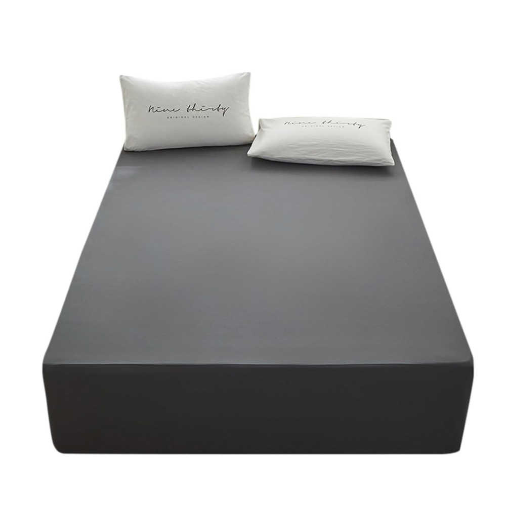 Dark Gray Twin Size Fitted Sheet Only, Deep Pocket, Fits 15, Soft Microfiber