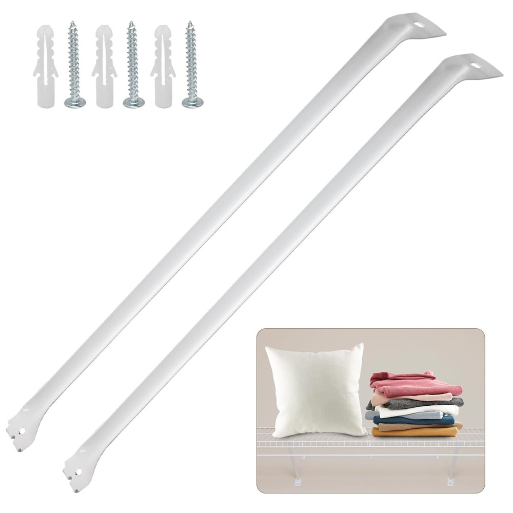 2 Pack White 12 Inch Support Brackets For Wire Shelving Closet Wardrobe Anchor