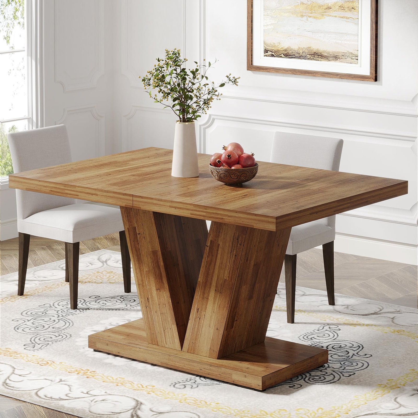 Tribesigns 47 Inch Dining Table for 4 Walnut Brown Kitchen Dinner Table with gallery