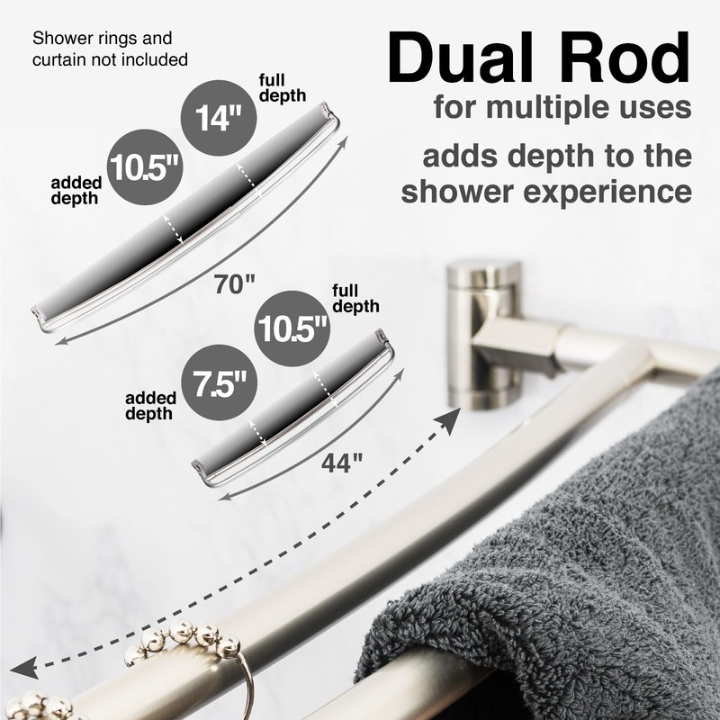 Double Curved Shower Rod Adjustable from 44 in. to 70 in. - Brushed Nickel Finis gallery