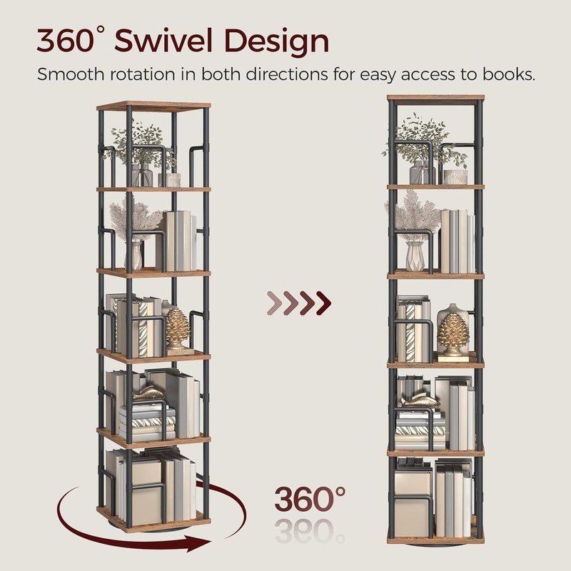Rotating Bookshelf Corner Shelf 5 Tier Space Saving Spinning Bookcase gallery