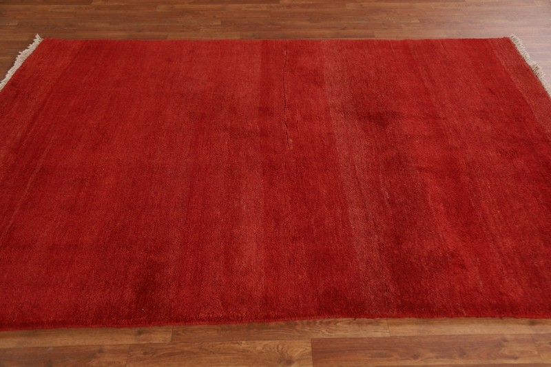 Solid Color Contemporary Gabbeh Rug 5x7 Handmade Wool Red Carpet gallery