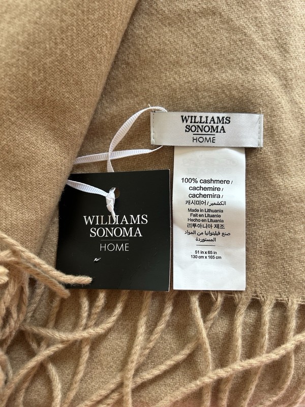 Williams Sonoma Solid Cashmere Throw Mono “SRD” Camel NWT OB READ gallery
