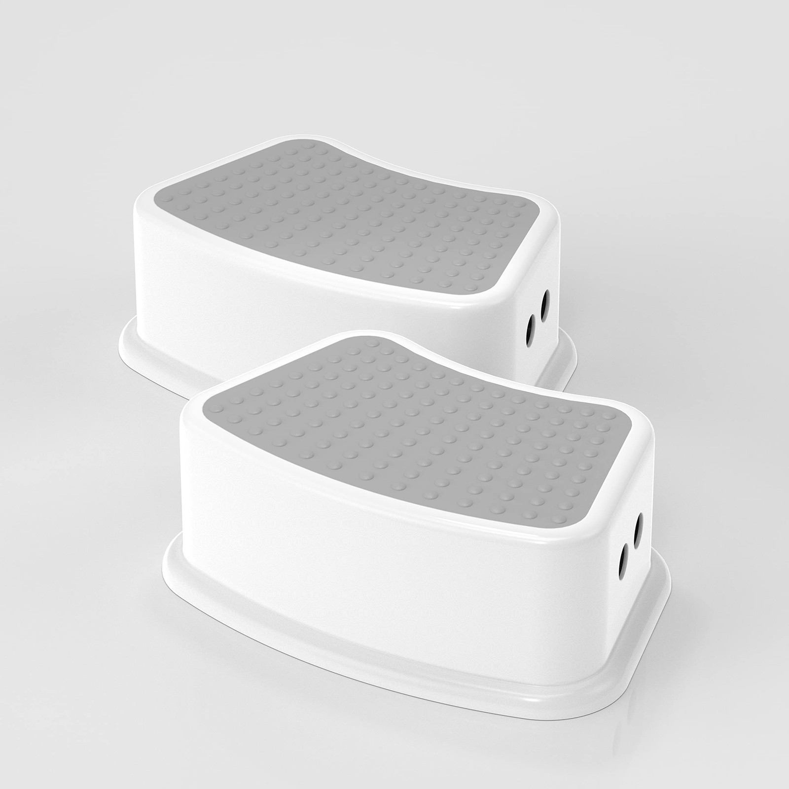 2 PCS Step Stool Kids Toddler Potty Training Non Slip Grip Gray White gallery
