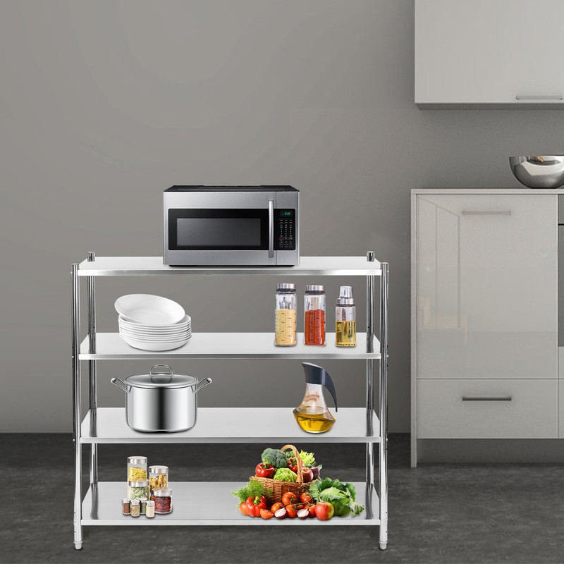 4 Tier Silver Adjustable Shelf Storage, Stainless Steel Heavy Duty Shelving NEW gallery