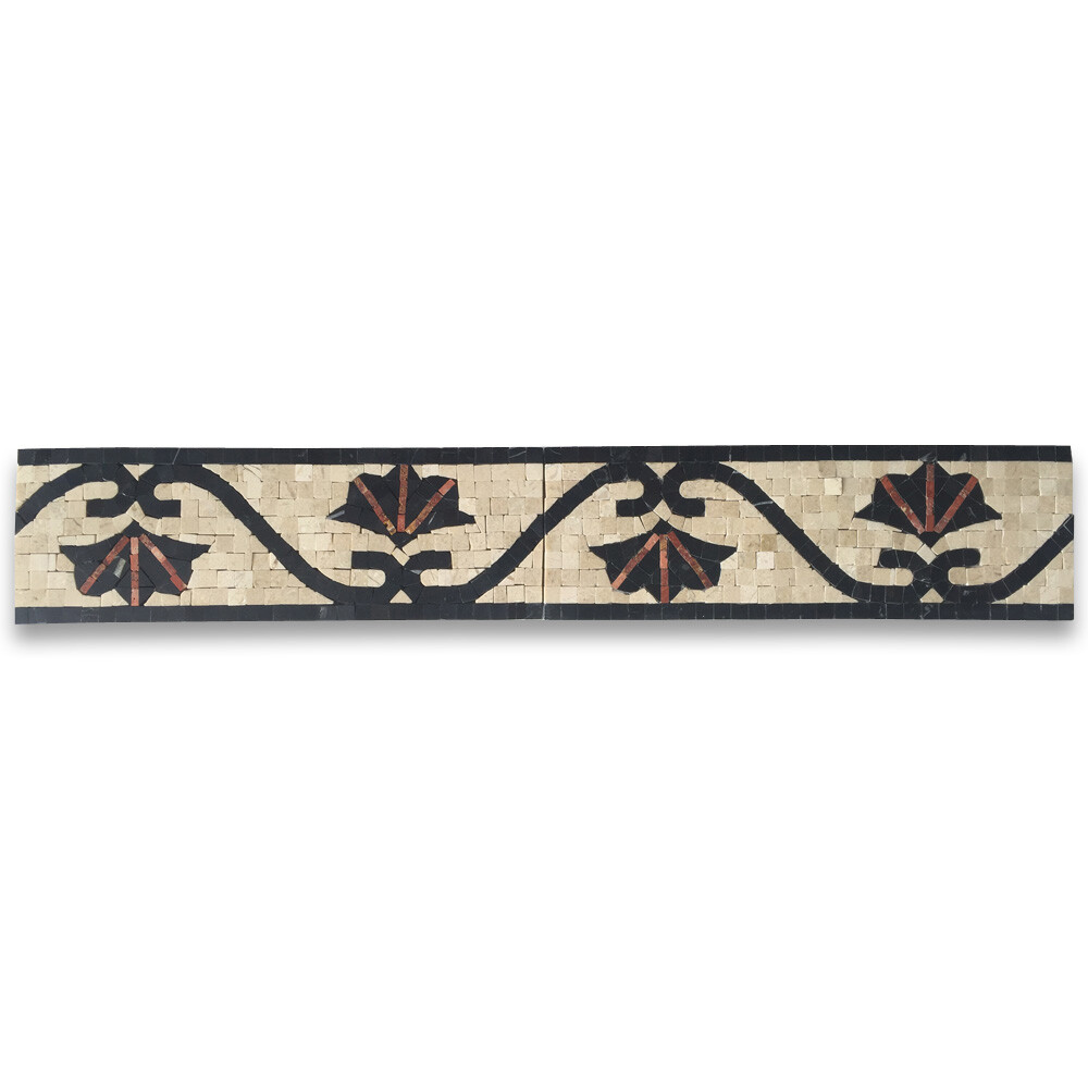 B0080P Marble Mosaic Border Shower Listello Tile Carnation Red 4x12 Polished gallery