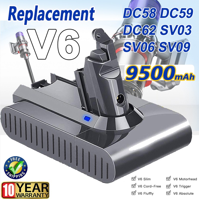 For Dyson V6 DC58 DC59 DC61 Absolute Handheld Cleaner 9.5Ah Battery 21.6V gallery