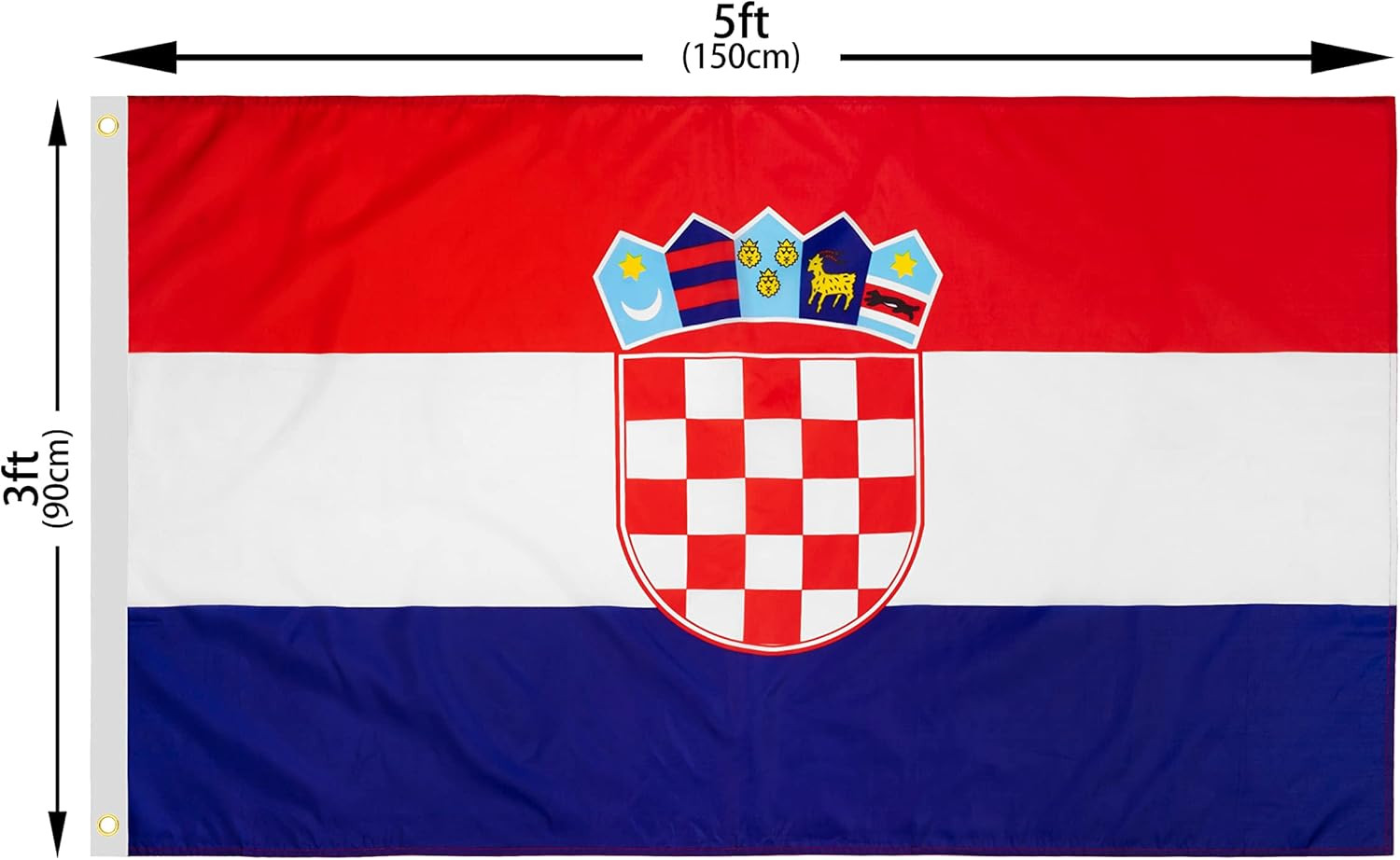 DANF Croatia Flag 3X5 Ft Thick Polyester, Fade Resistant, Brass Grommets, Canvas gallery