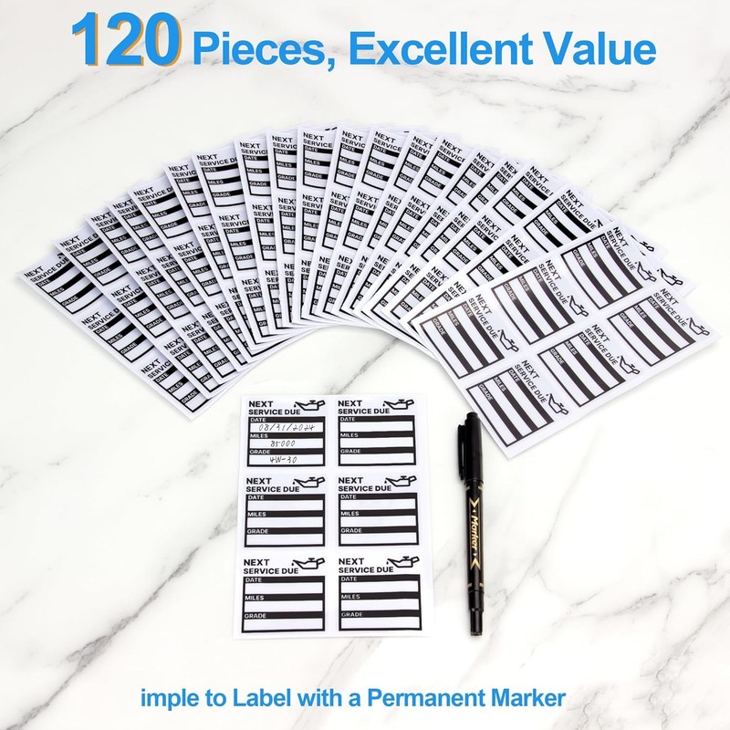 for Oil Change Sticker Static Cling, Clear Stickers 120 Pcs 2”x 2” Next Serv gallery