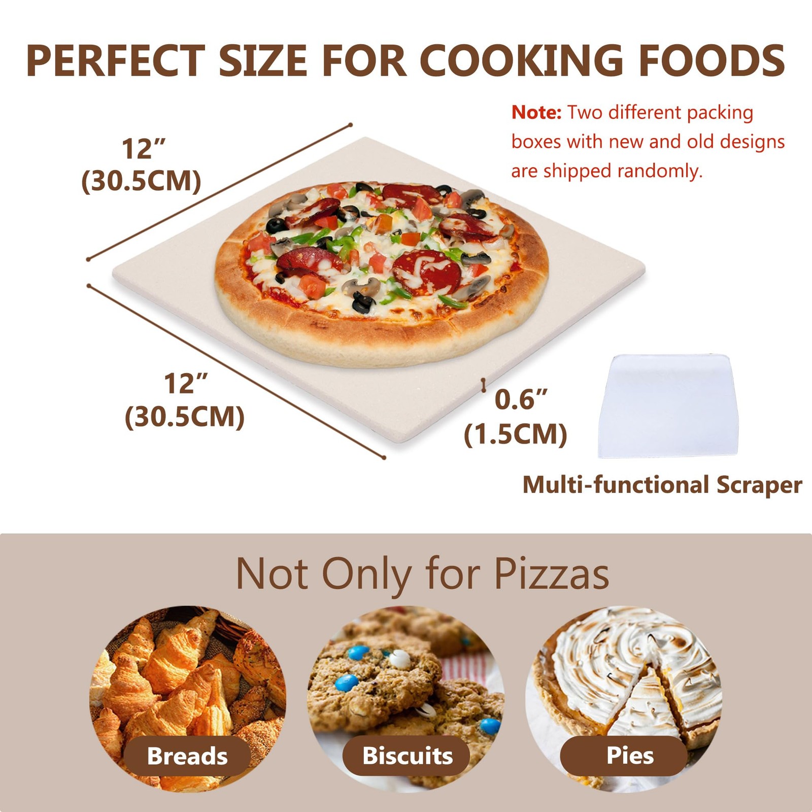 12" x 12" Pizza Stone Square Baking Stone | Premium Cordierite Pizza Grilling... gallery
