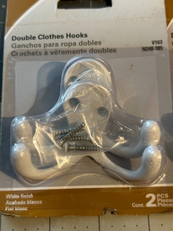 3-PACK 2PC (6 HOOKS ) National Hardware N248-385 35lb Double Clothes 2.93" WHITE gallery