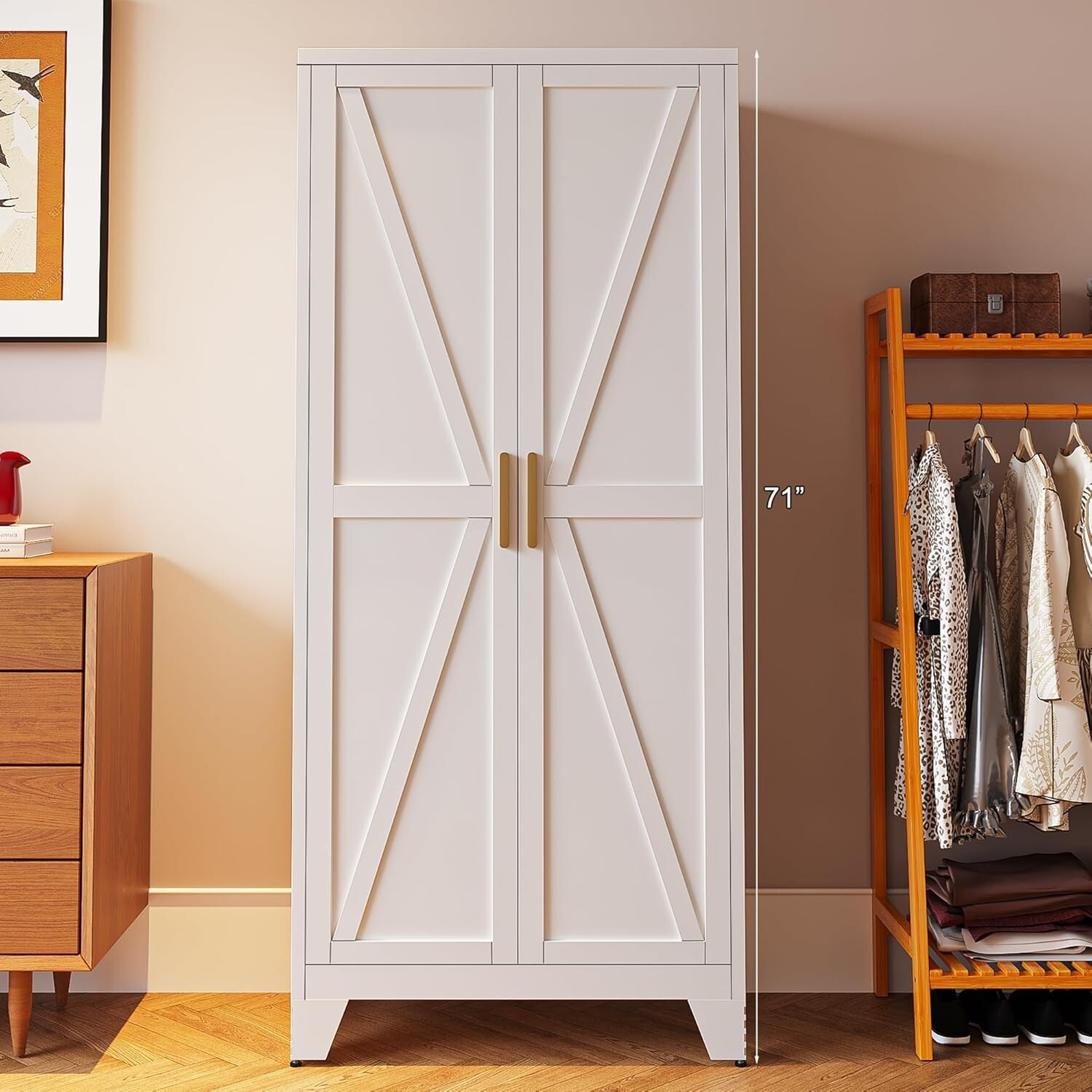 71”H Farmhouse Kitchen Pantry,Metal Storage Cabinet with Shelves for Home,Office gallery