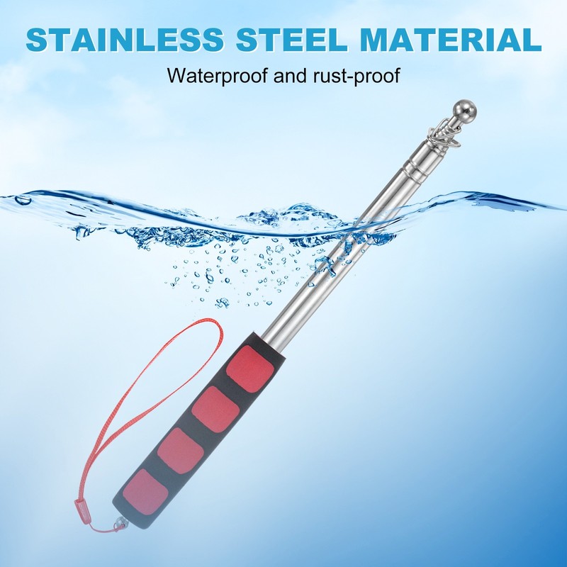 2-Pack Telescopic Handheld Flagpole, 5.2ft/1.6m Stainless Steel Pole [Red] gallery