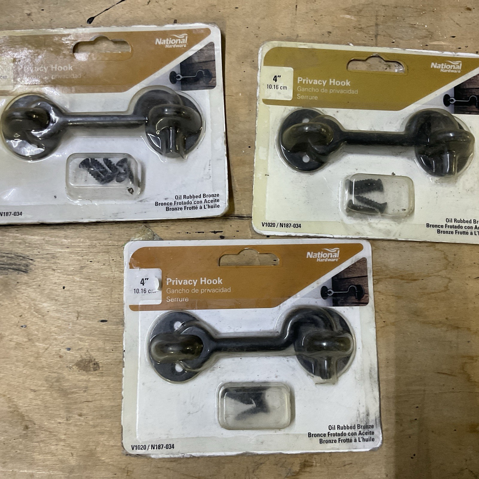 National Hardware N187-034 V1020 Privacy Hook 4” in Oil Rubbed Bronze LOT OF 3 gallery
