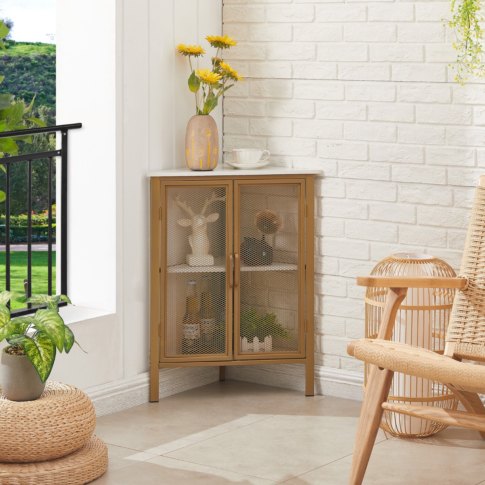 Corner Storage Cabinet with 2 Doors End Table gallery