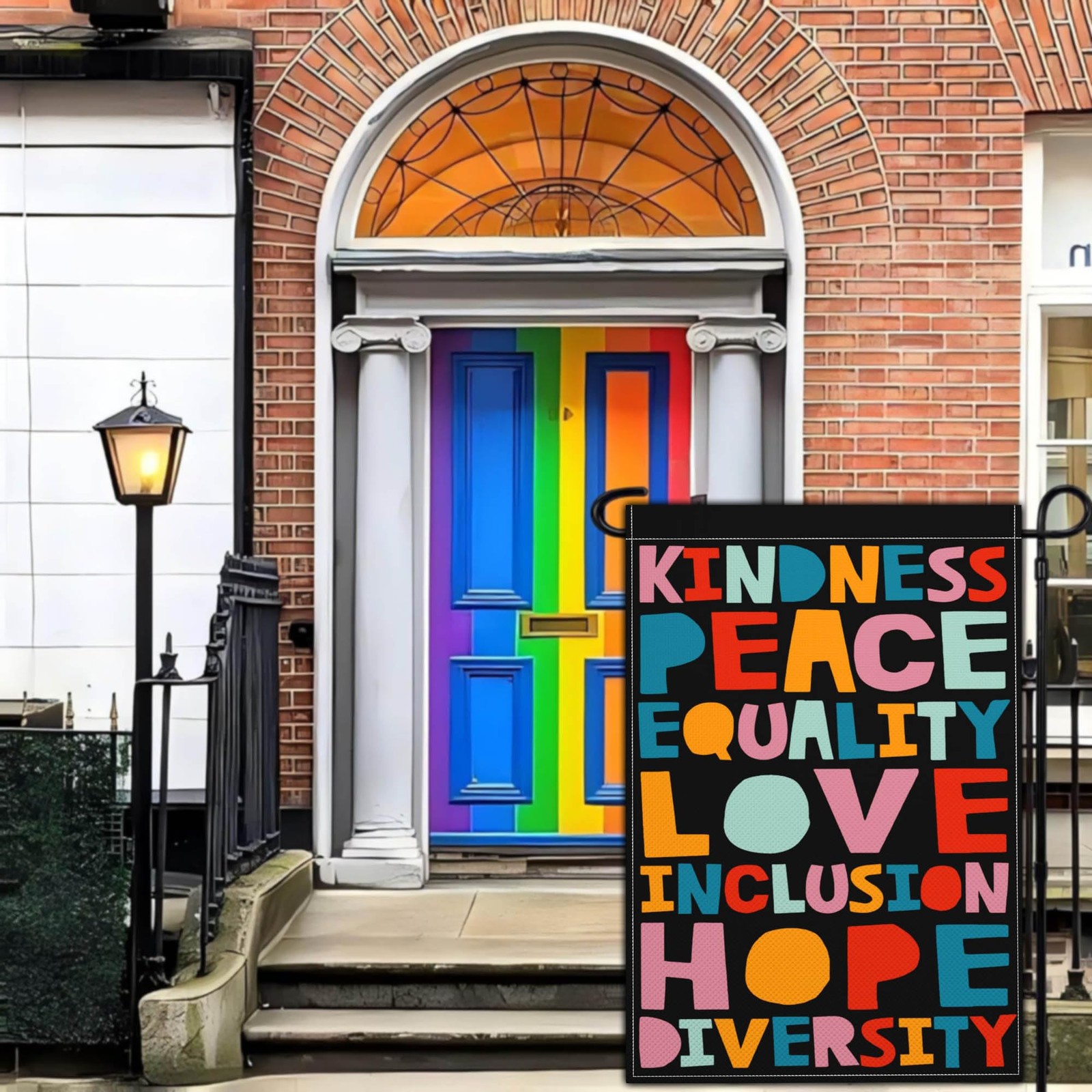 Kindness Peace Equality Love Inclusion Hope Diversity Garden Flag Pride Garde... gallery