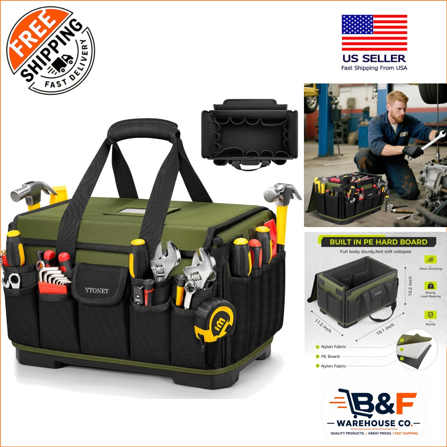 Extra Large 18-Inch Tool Bag - 46 Pocket Organizer for Electricians & Mechanics gallery