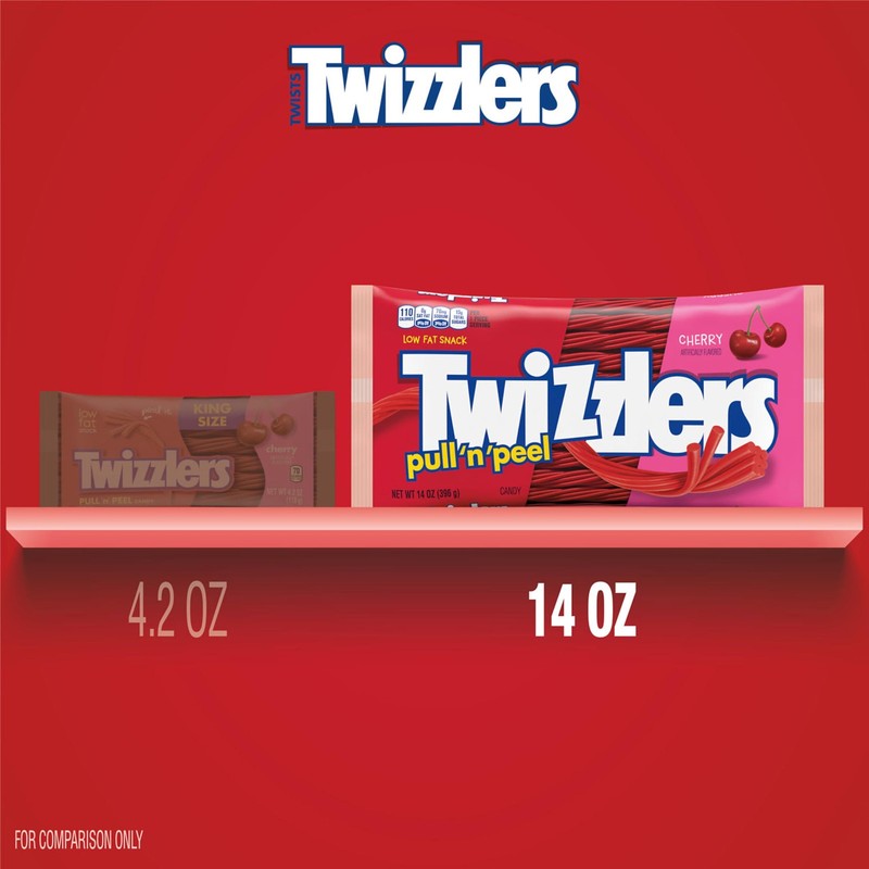 Twizzlers, Pull 'N' Peel Cherry Flavored Licorice 14 Ounce (Pack of 1), Red gallery
