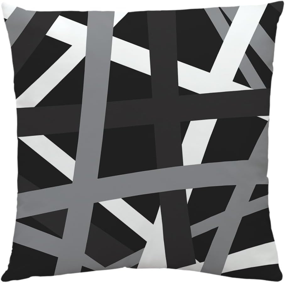 Double Sided Design Gray Black Stripes Decorative Throw Pillow Covers - Modern P gallery
