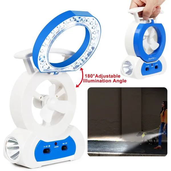 Desk Cooling Fan W/180°Adjustable LED Lamp Baby Stroller Fan Emergency Flashligh gallery
