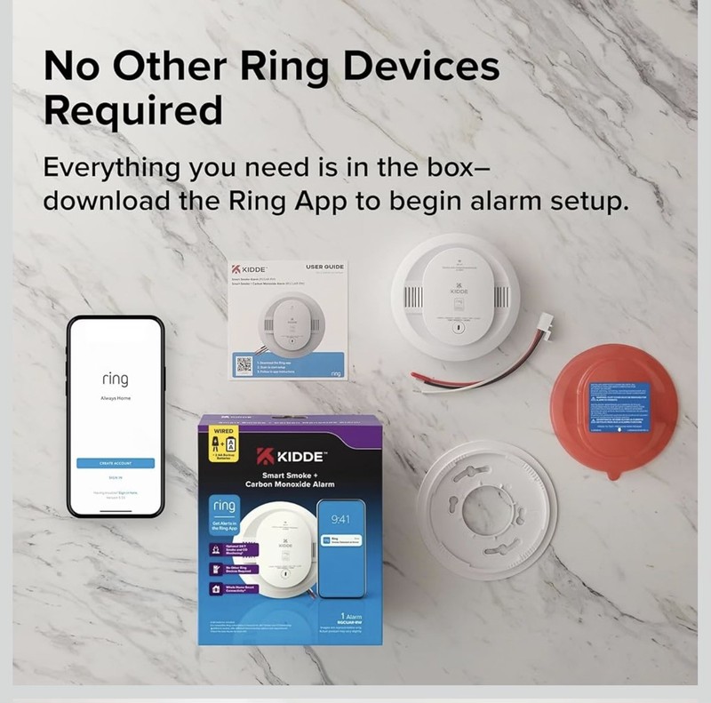 Kidde Ring Enabled Smart Smoke + Carbon Monoxide Alarm Detector Wired RGCUAR-RW gallery