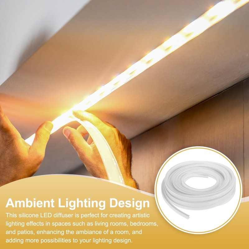 32.8ft/10m LED Diffuser Channel, 12x10mm Silicone LED Channel System gallery