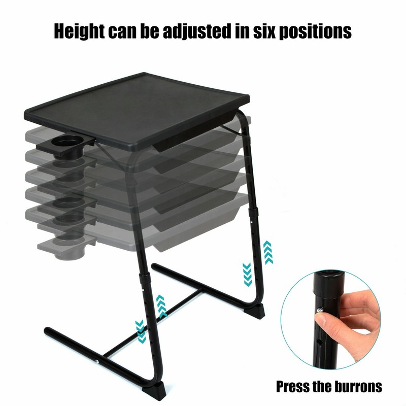 Portable Height Adjustable Laptop Table TV Tray Desk Overbed Stand w/Cup Holder gallery