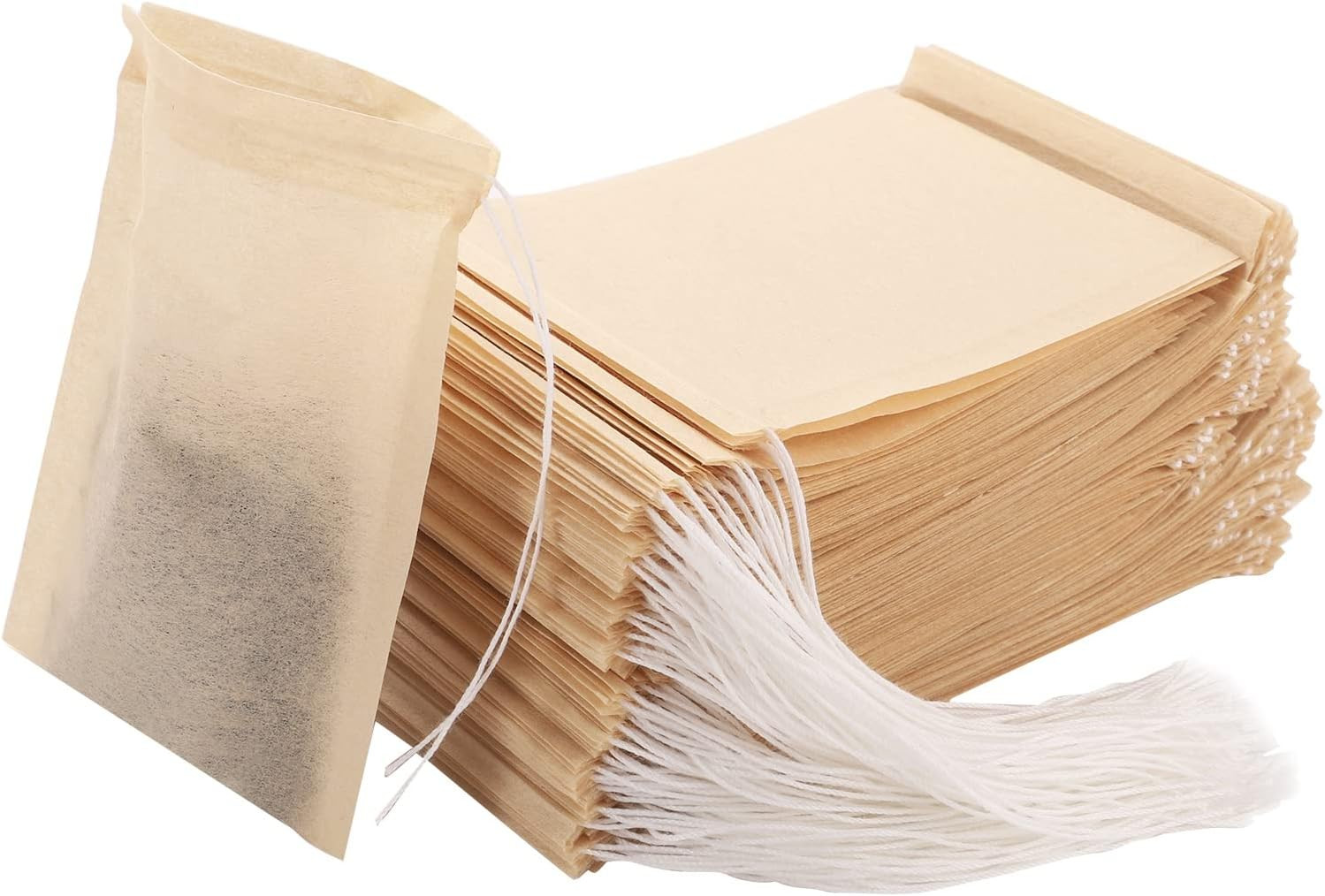 Empty Tea Bags - 300 Pcs Disposable Drawstring Unbleached Filter Bags for Loose gallery