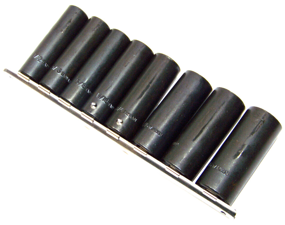 9 pc 1/2" DR Deep Air Impact Socket Standard 1/2in Drive Sockets Black SAE Set