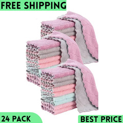 24 Pack Kitchen Dish Cloths Towels, Super Soft and Absorbent Multicolor…