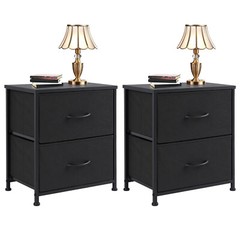 2Pcs Nightstand End Table Side Table with 2 Fabric Drawers Bedside Table Bedroom