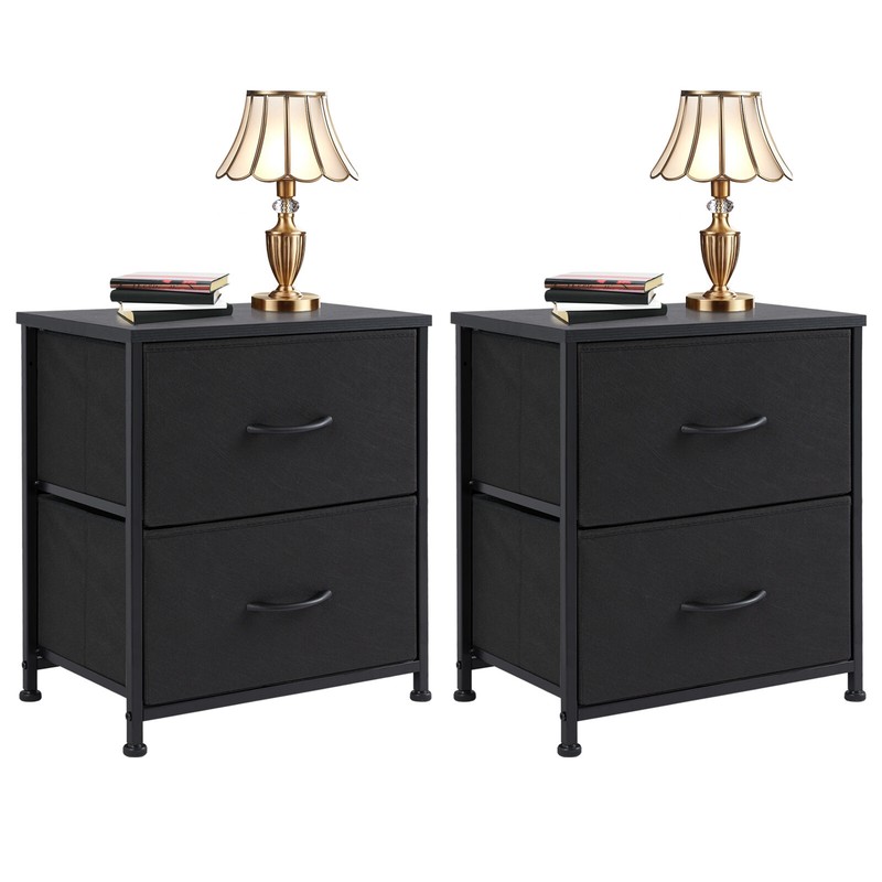 2Pcs Nightstand End Table Side Table with 2 Fabric Drawers Bedside Table Bedroom gallery