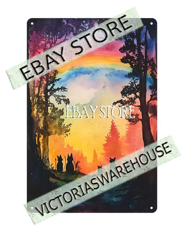 Sunset Clearing Tin Sign Rainbow Night fantasy sky silhouette gallery