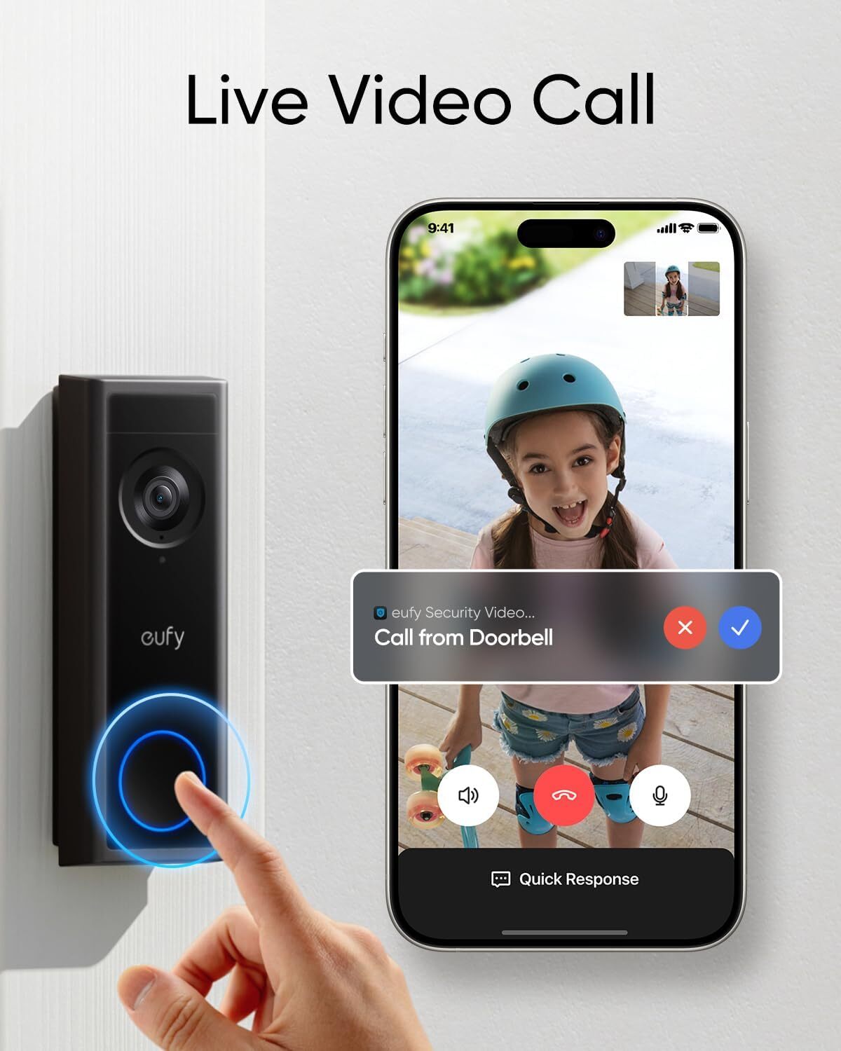 eufy Wireless Video Doorbell C30 2K FHD Security Cam Intercom Ring Call 16:9View gallery