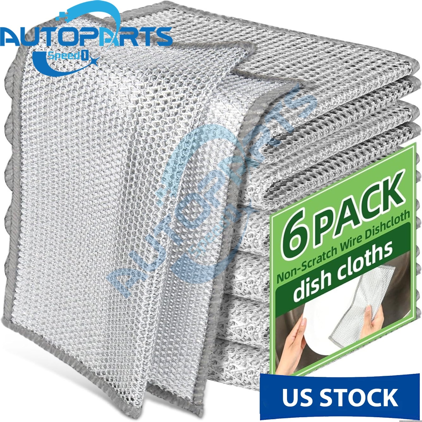 6 Pack Steel Wool Dishwashing Pads Multipurpose Mesh Dish Cloths Stainless Steel gallery