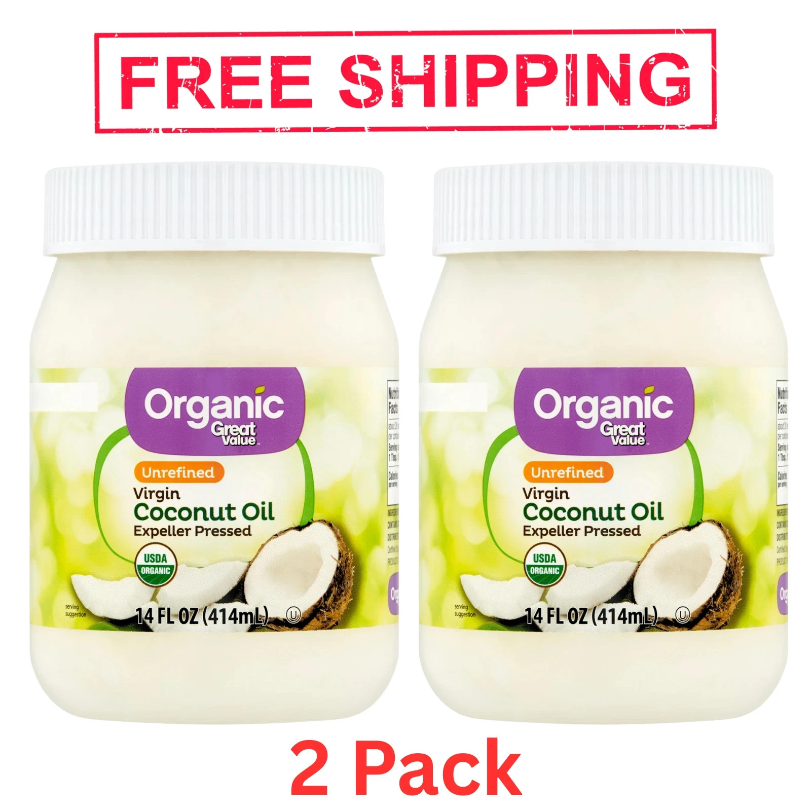 ( 2 Pack ) Great Value Organic Unrefined Virgin Coconut Oil, 14 fl oz gallery