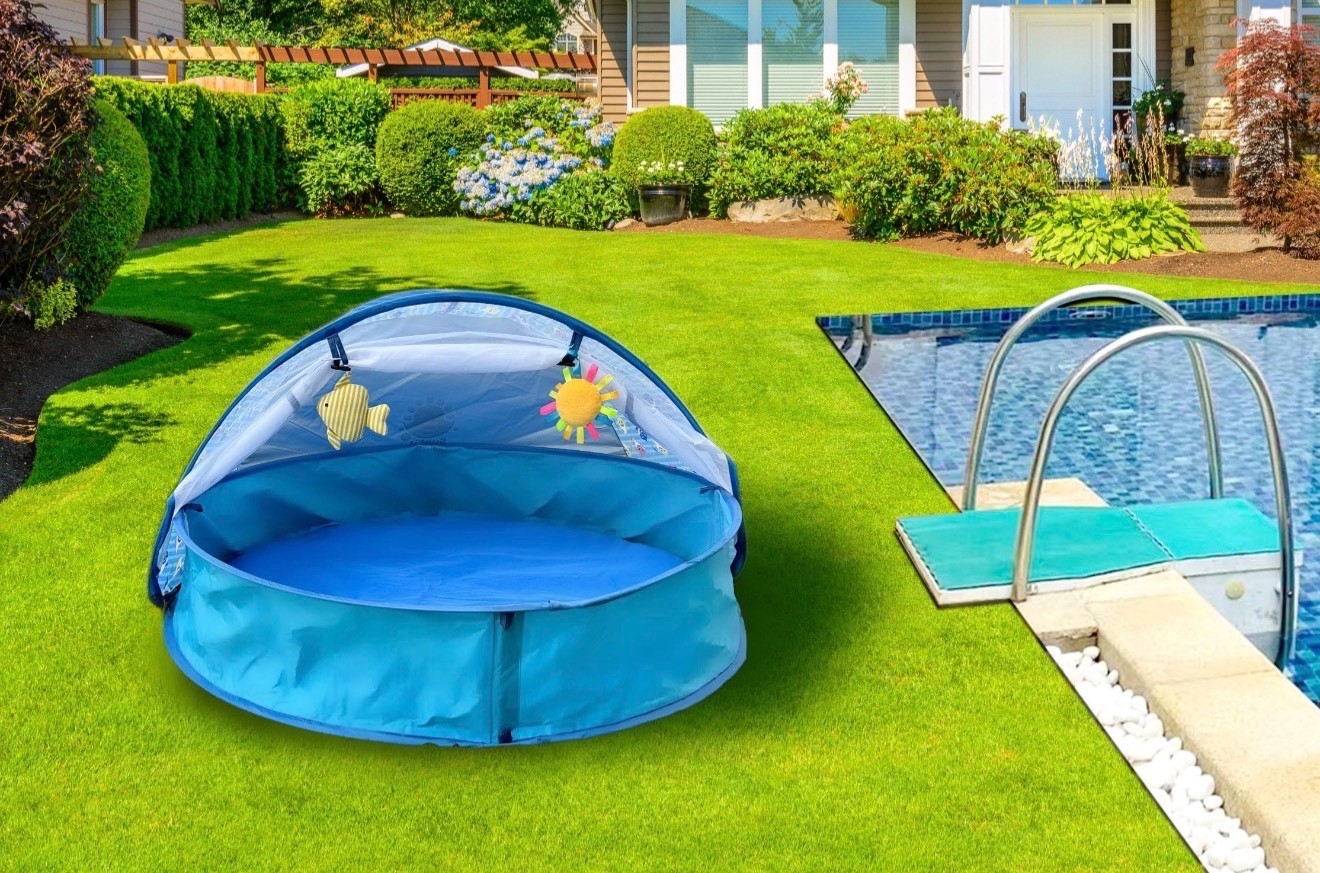Foldable Baby Splash Pool with Sunshade Canopy – Portable Kiddie Pool gallery