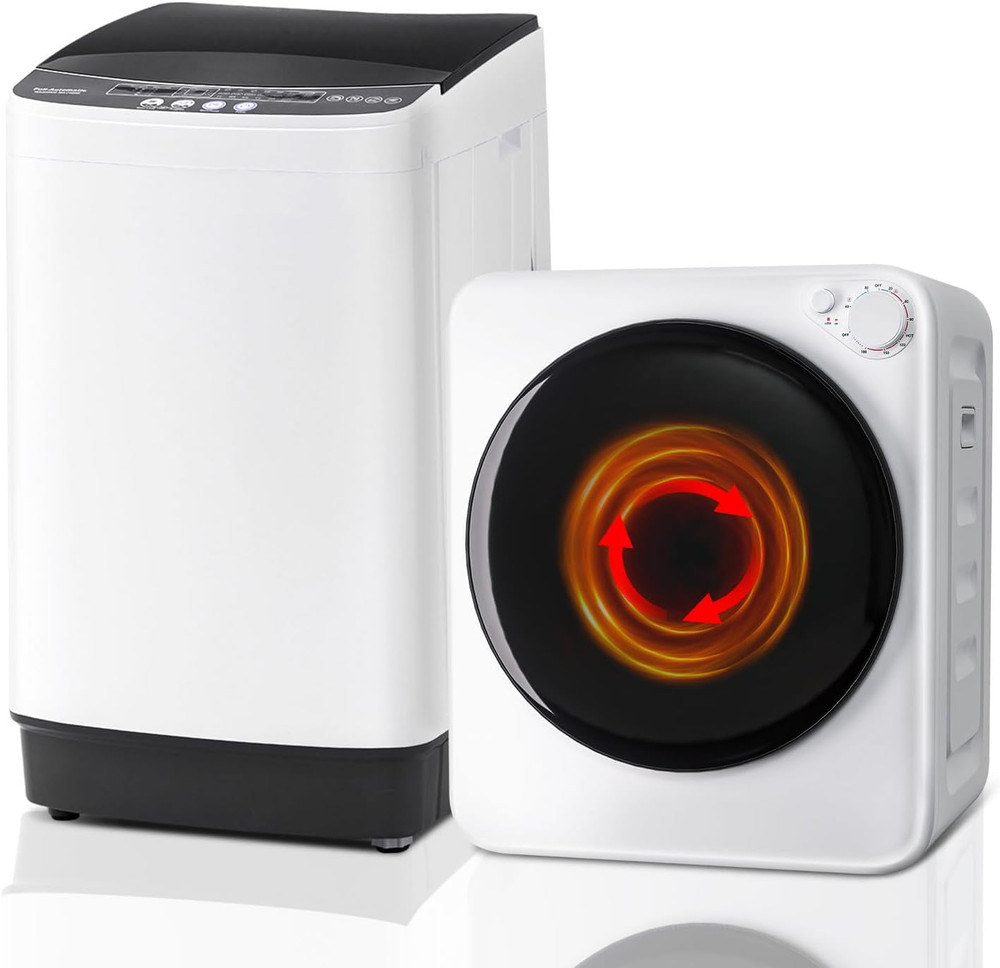 Portable Washer and Dryer Combo Set, 17Lbs Full-Automatic Washing Machine and 1.