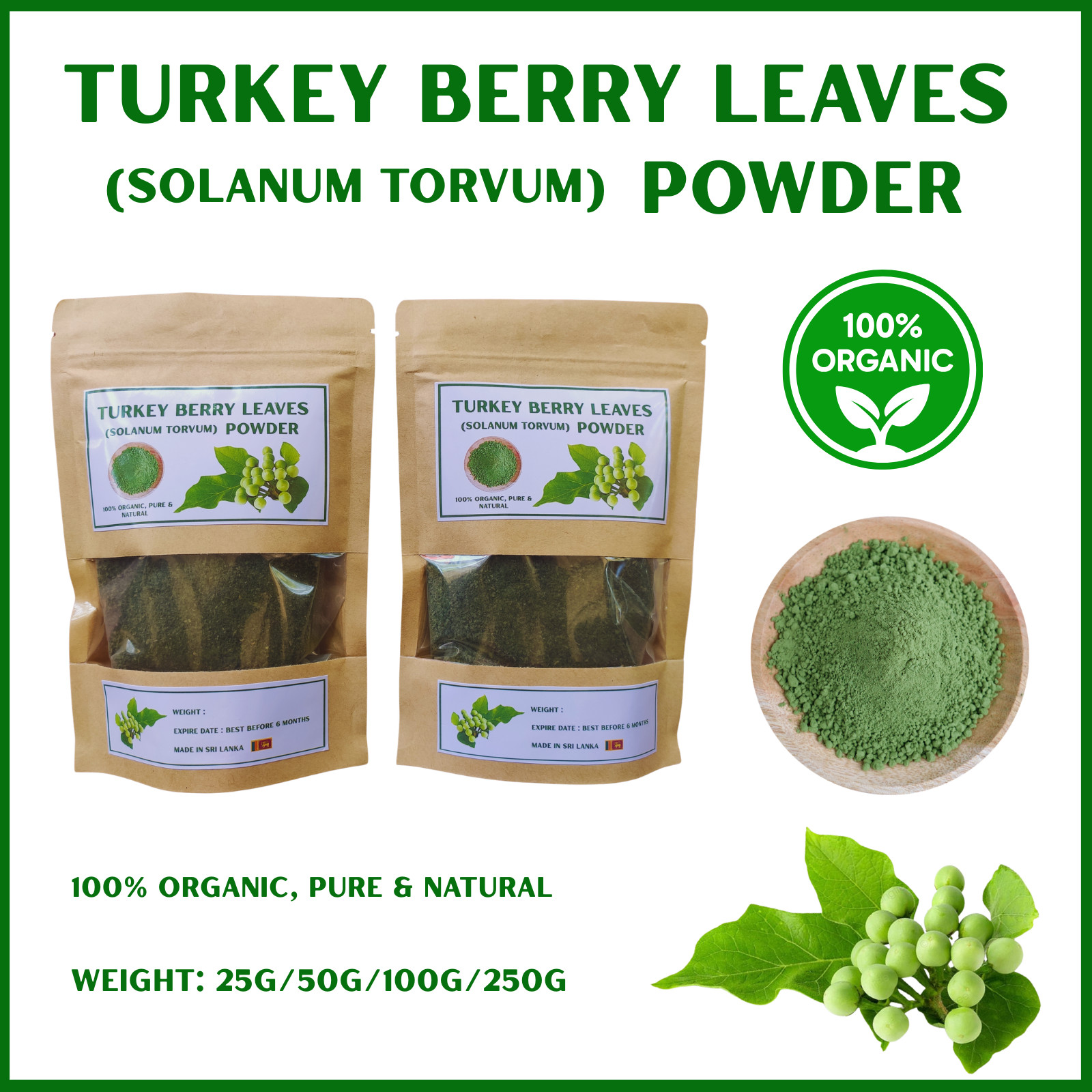 Turkey Berry Leaves Powder Dried Organic Solanum Torvum Natural Leaf Powder gallery