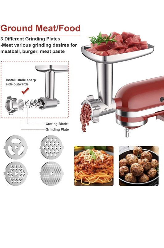 Meat Grinder&Slicer Shredder Attachments for KitchenAid Stand Mixer Metal gallery