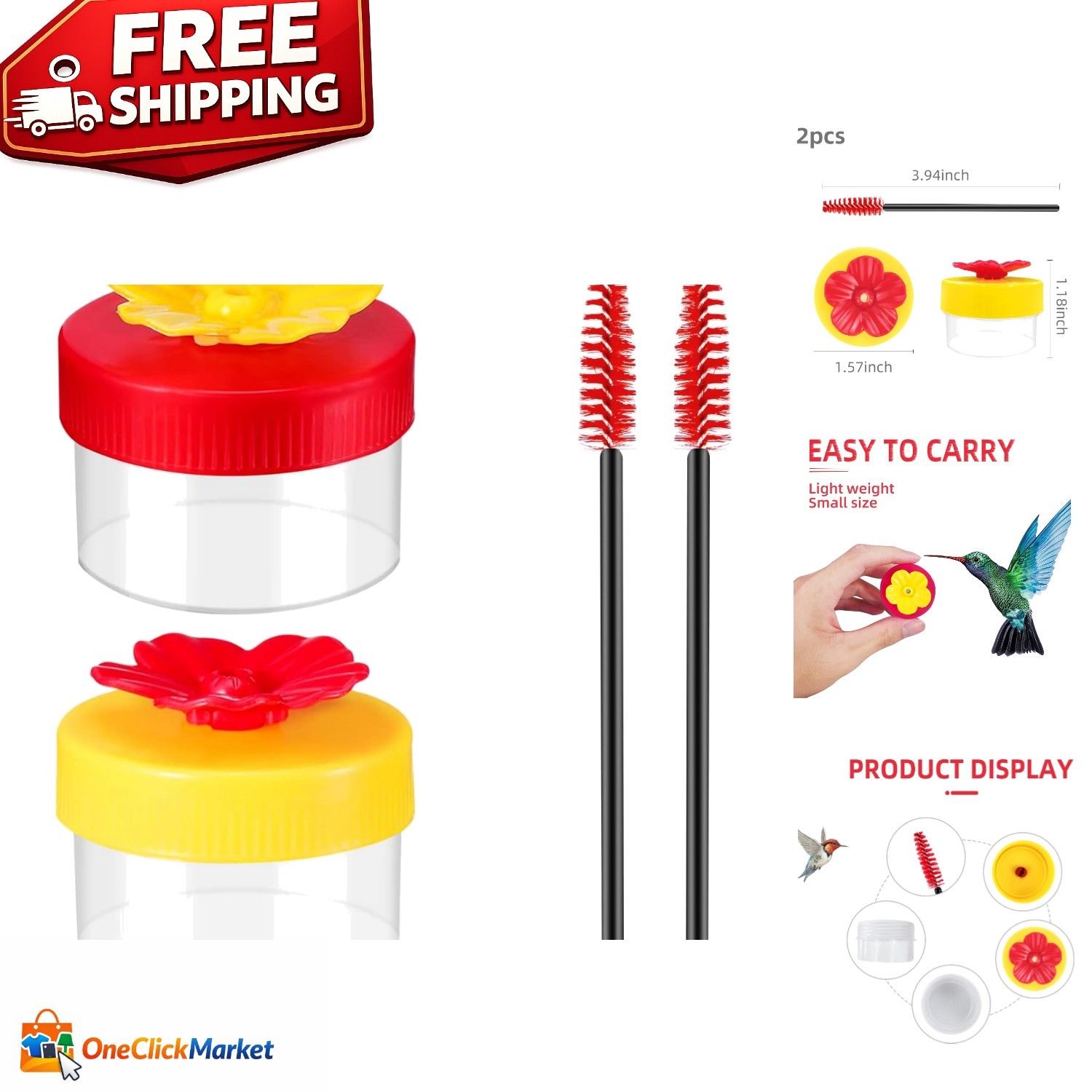 Outdoor Handheld Hummingbird Feeders - Portable 2 Pack with Easy Cleaning Brush gallery