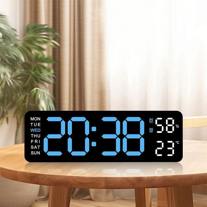 Large Display Digital LED Wall Desk Alarm Clock Calendar Temperature Date US gallery
