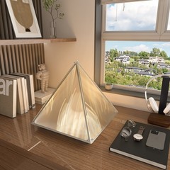 Modern Pyramid Table Lamp Nightstand Desk Lamp Dimmable for Living Room Bedroom
