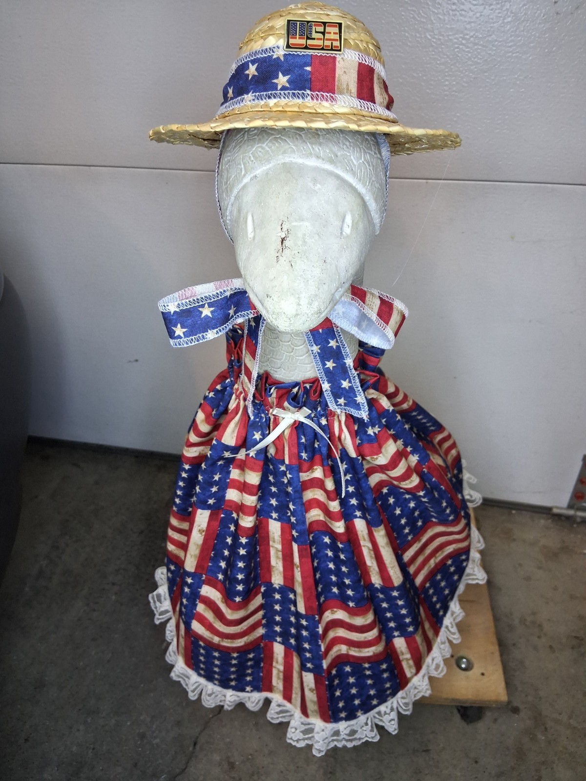 Stars & Stripes In Squares 23"-28" Cement, Concrete, Or Plastic Goose Clothes gallery