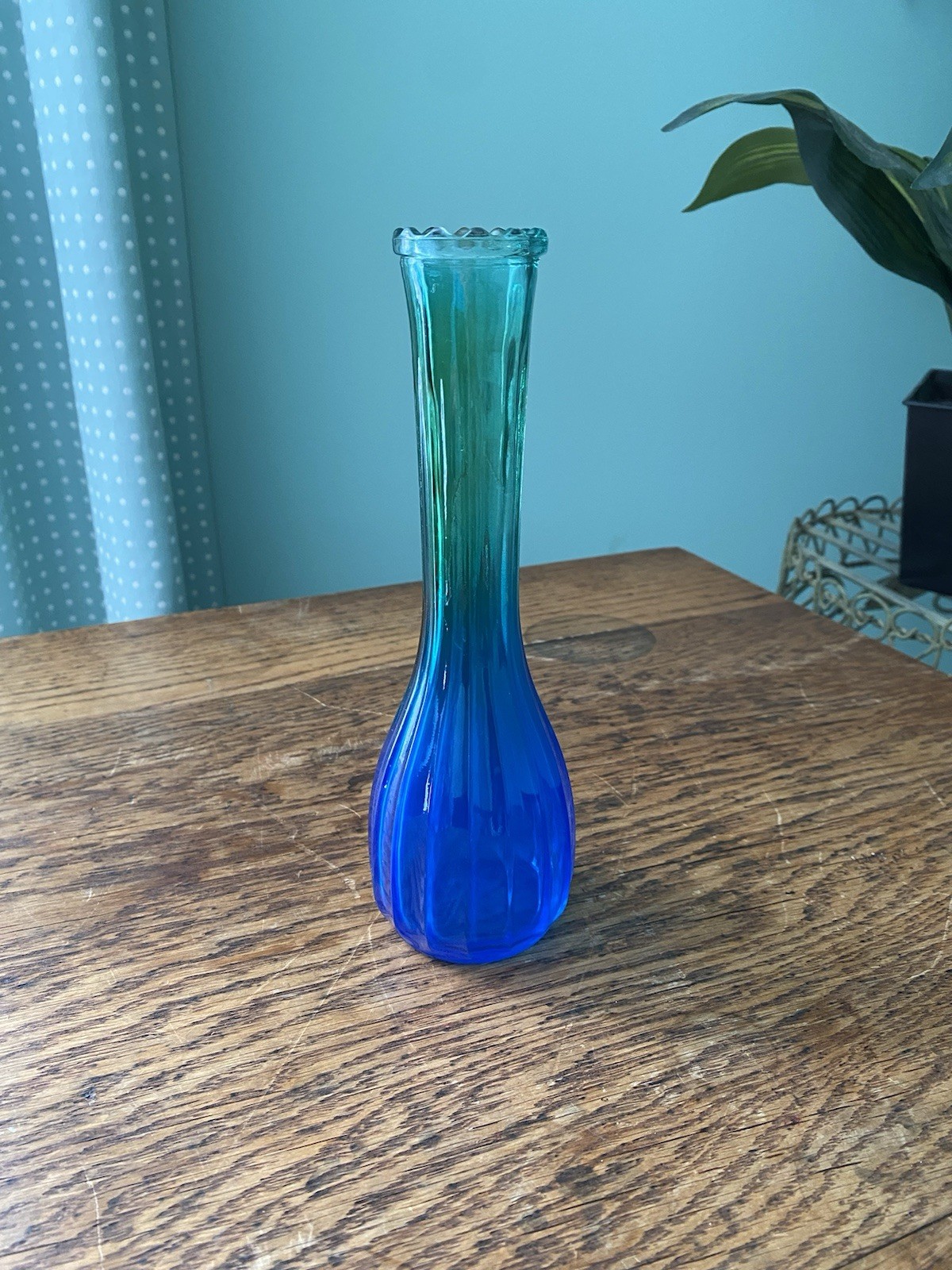 Blue Green Glass Vase Decorative Collector Gift Home Decor gallery
