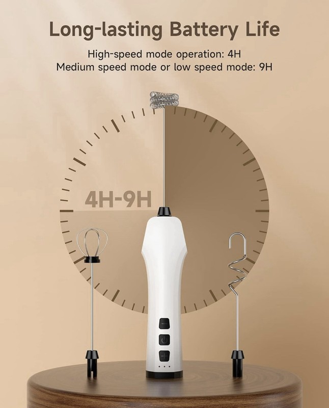 Rechargeable Electric Whisk with 3 Heads 3 Speeds Drink Mixer gallery