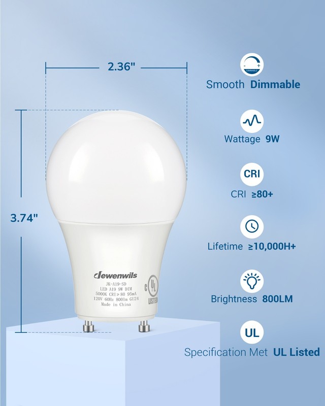 DEWENWILS GU24 Base LED Bulbs 60W Replacement, 5000K Daylight White Dimmable UL gallery