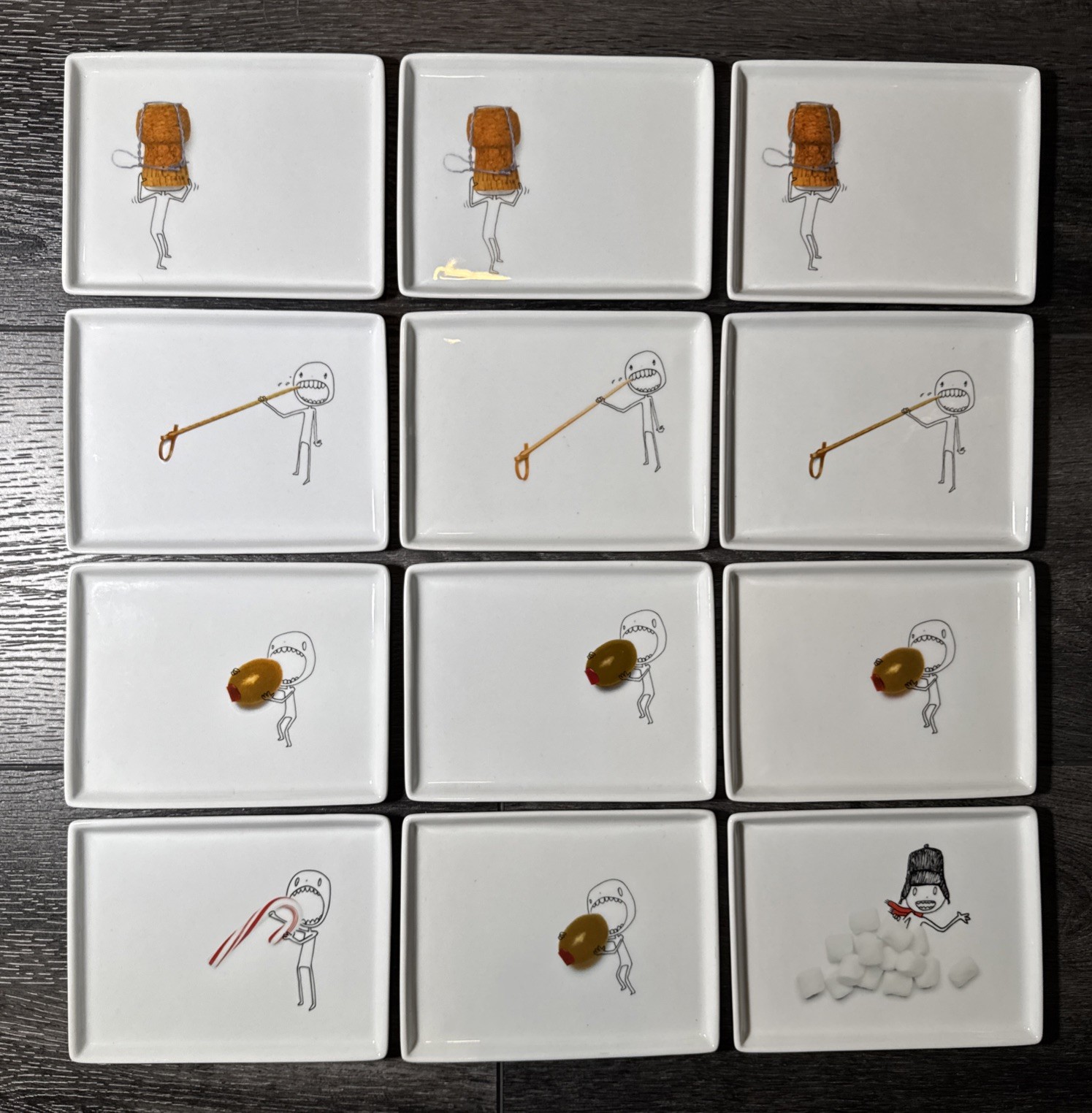 CB2 Crate & Barrel Retired Oliver Appetizer Snack Plates 5" x 6.5" - Lot Of 12 gallery
